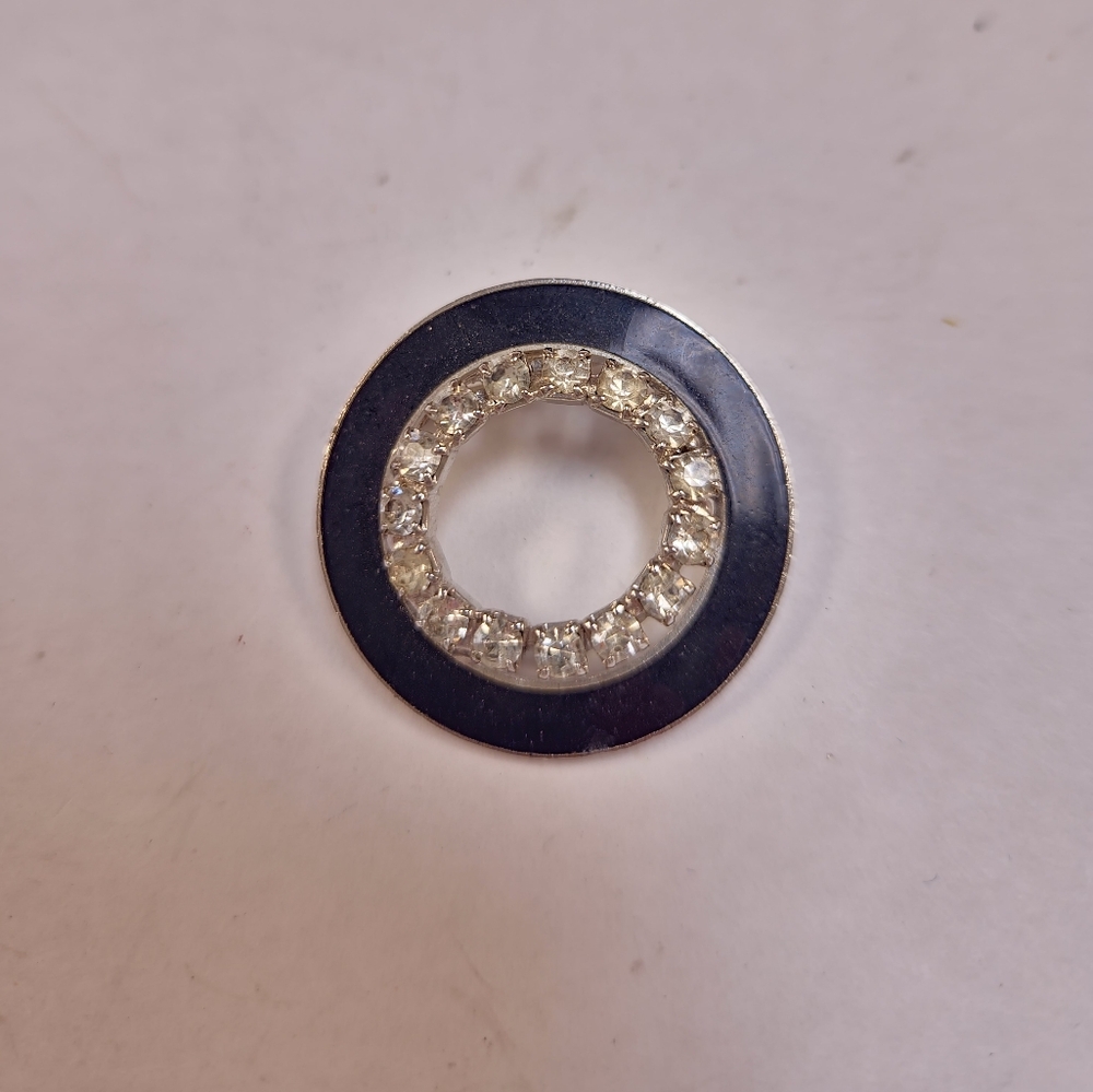 Small Enamel and Rhinestone Brooch